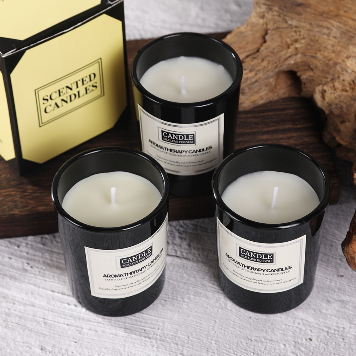 Home Decor Essentials - 1pc Matte Black Glass Cup Candle