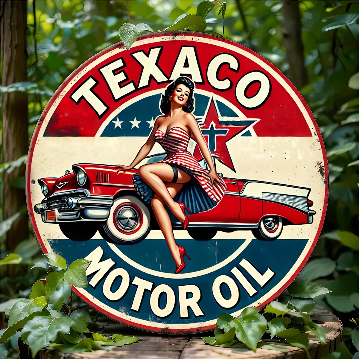 Home Decor Essentials - Texaco Motor Oil Vintage Aluminum Sign,