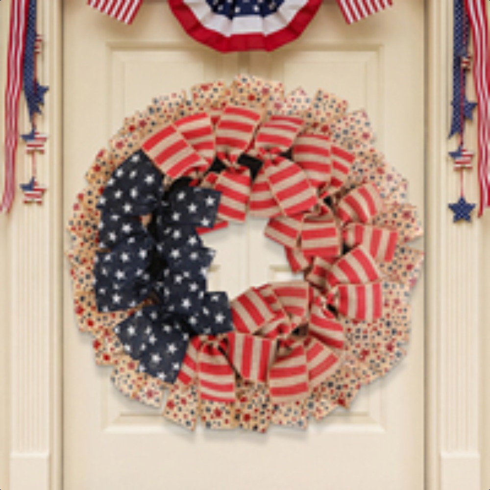 Home Decor Usa - Stars Stripes Patriotic Burlap Front Door