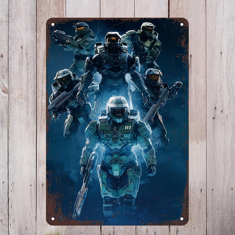 Home Decor Games - Halo-Inspired Metal Wall Art Sign, Vibrant