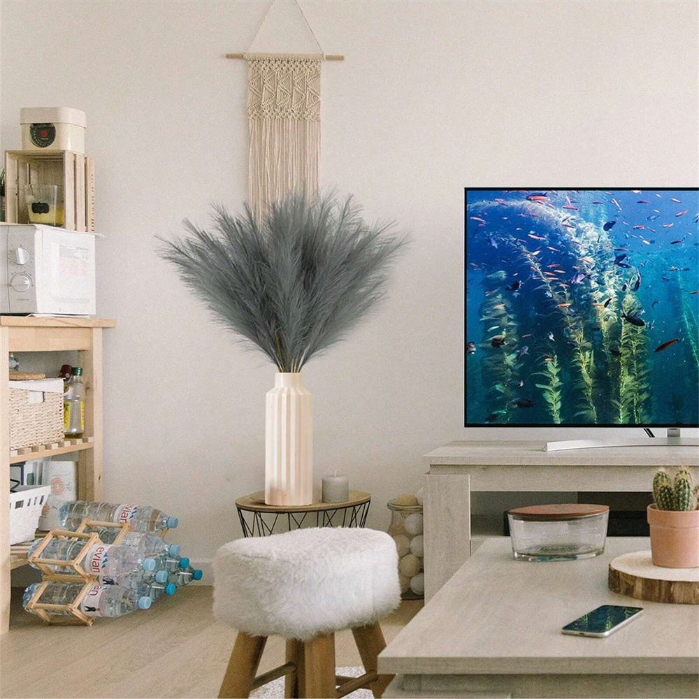 Pampas Grass Decor - 5/10/20pcs Grey Artificial Reeds,55cm/21.65in Tall Plush