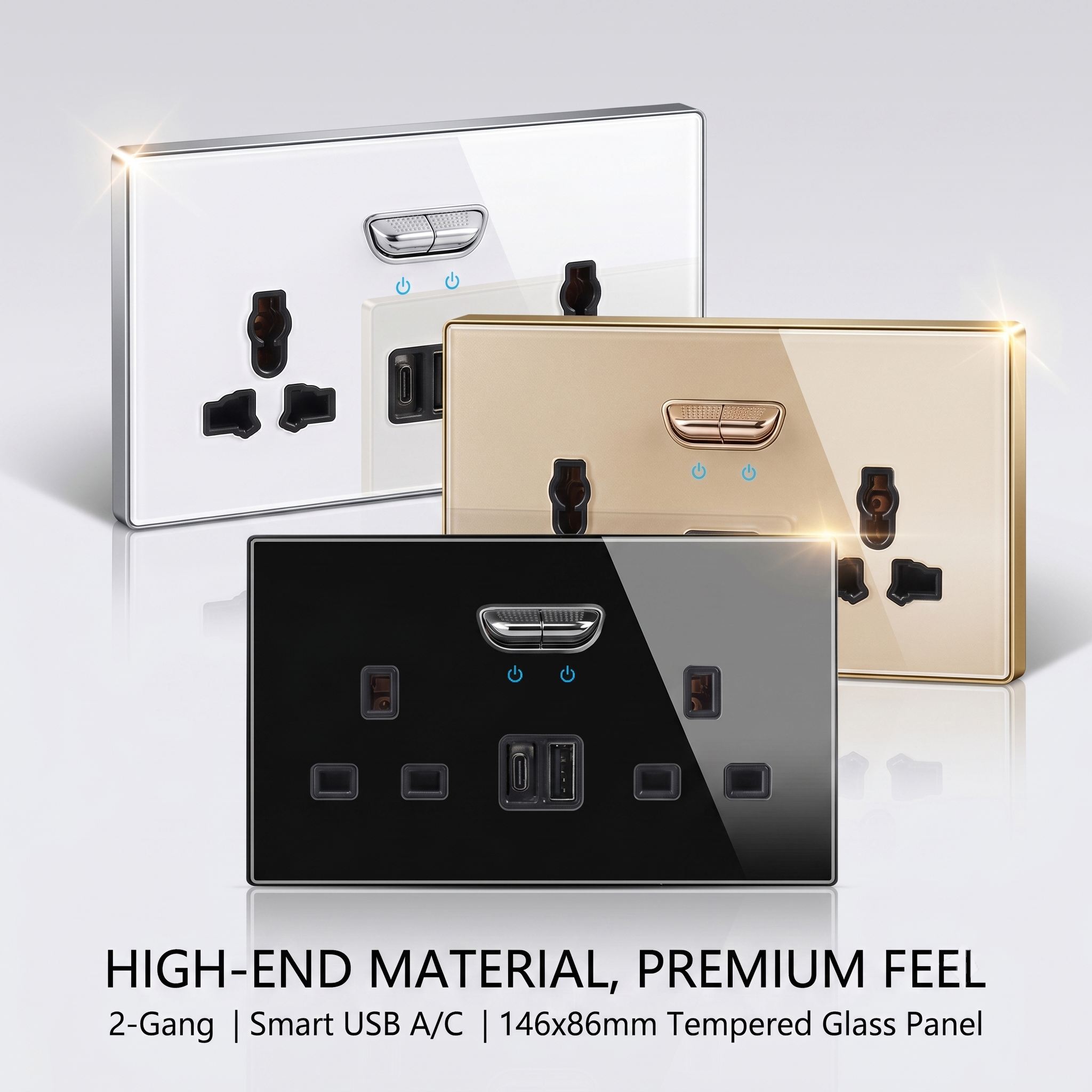 Home Decor Outlet - Luxury Tempered Glass UK UN Socket
