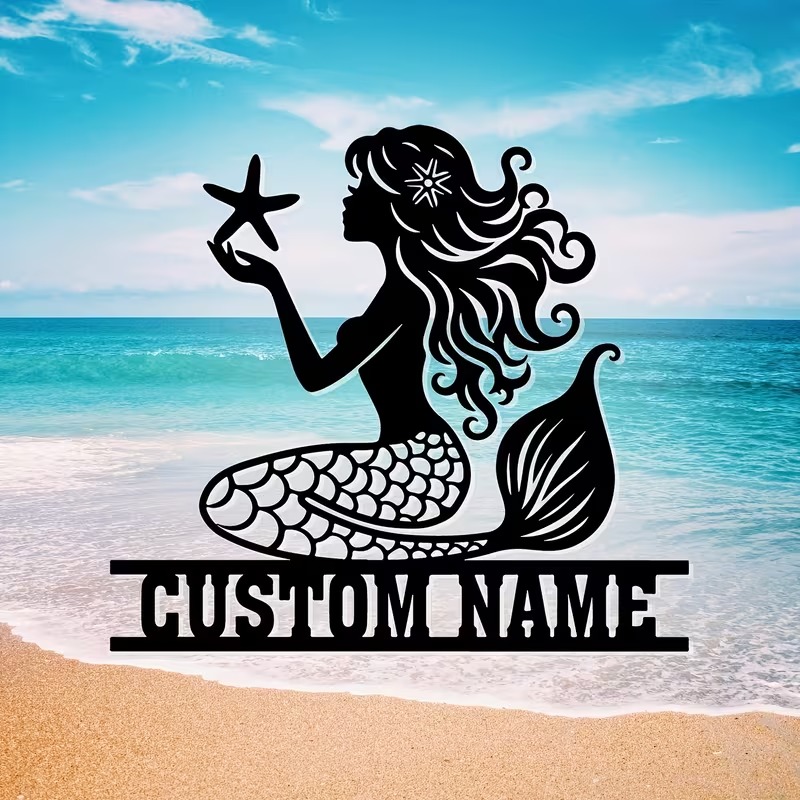 Home Decor Theme - Personalized Mermaid Metal Wall Sculptures, Customizable