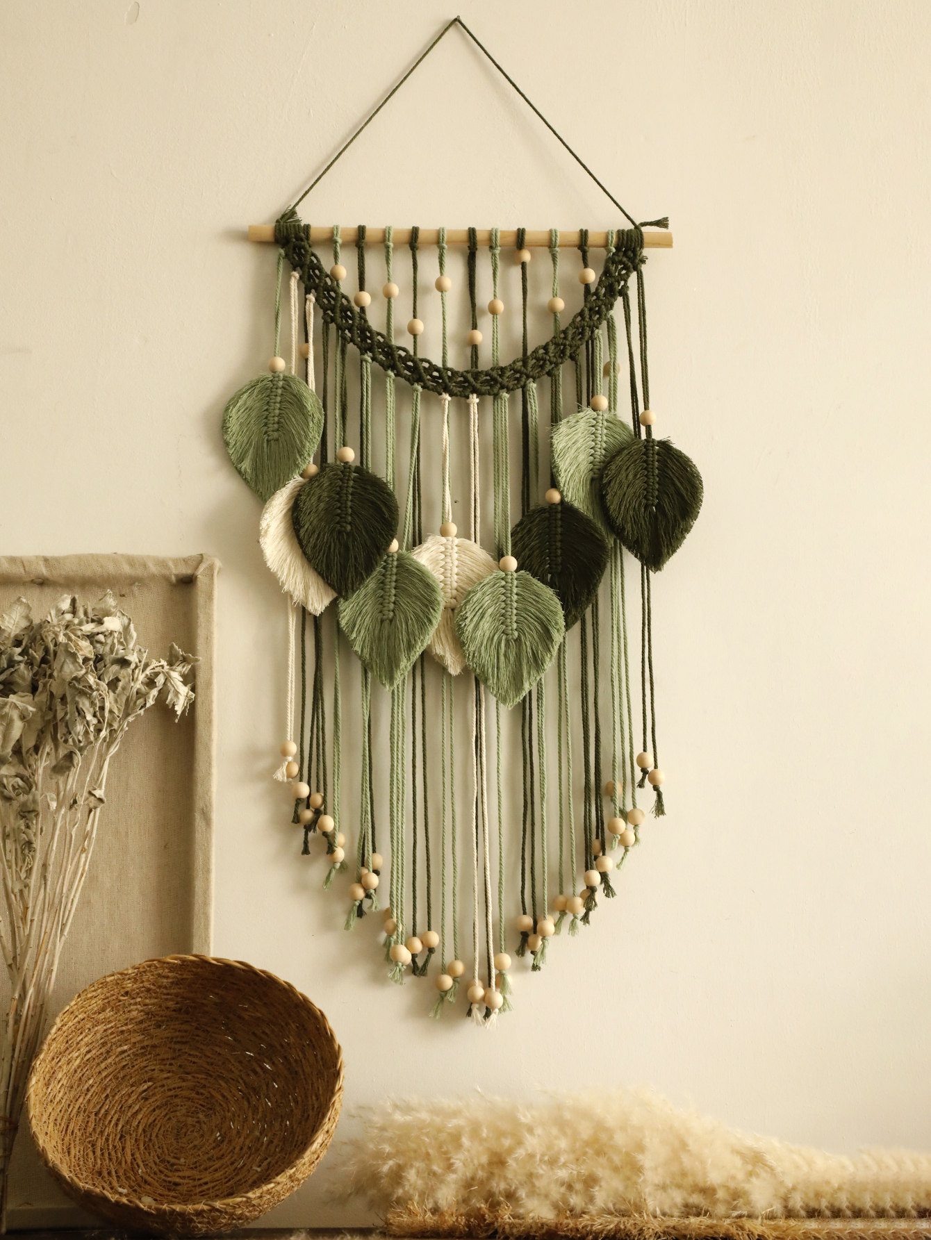Home Decor Y2K - Macrame Leaf Tapestry Boho Home Decoration