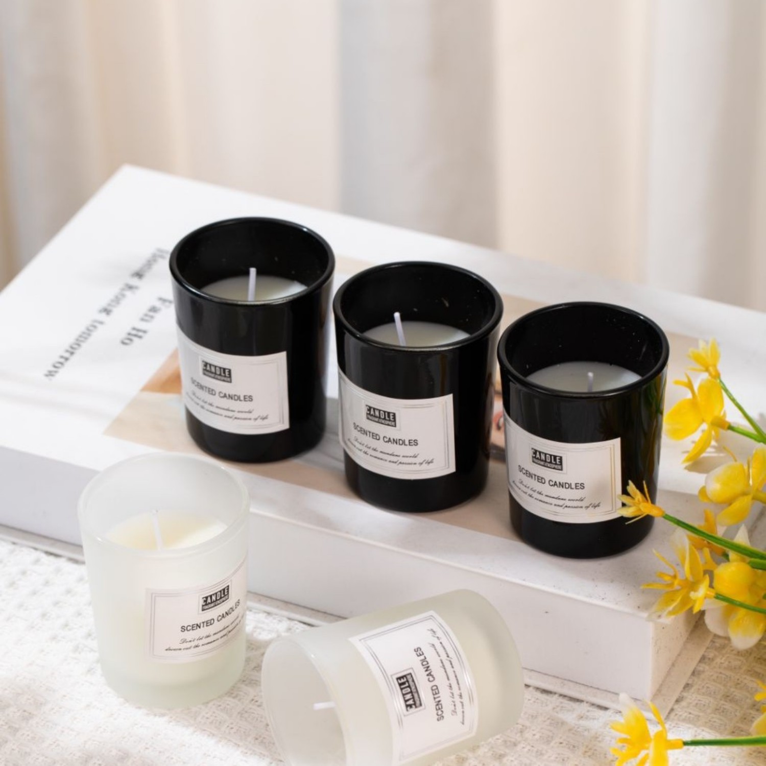 1pc Matte Black Glass Cup Cand - Home Decor Essentials ulasan dan harga