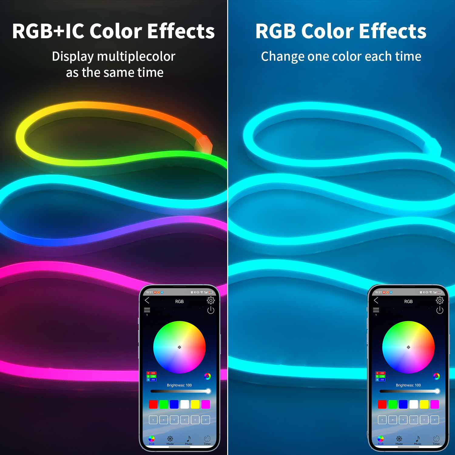 Bluetooth RGB Neon LED Strip 1 - Home Decor Free App ulasan dan harga