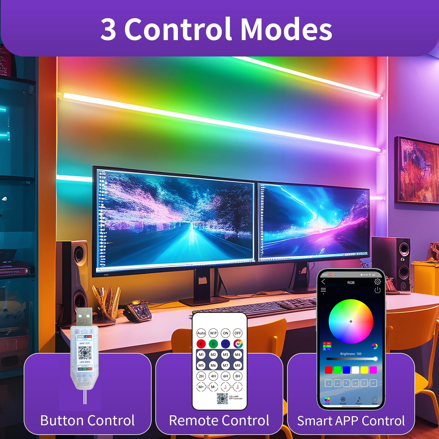 Bluetooth RGB Neon LED Strip 1 - Home Decor Free App ulasan dan harga