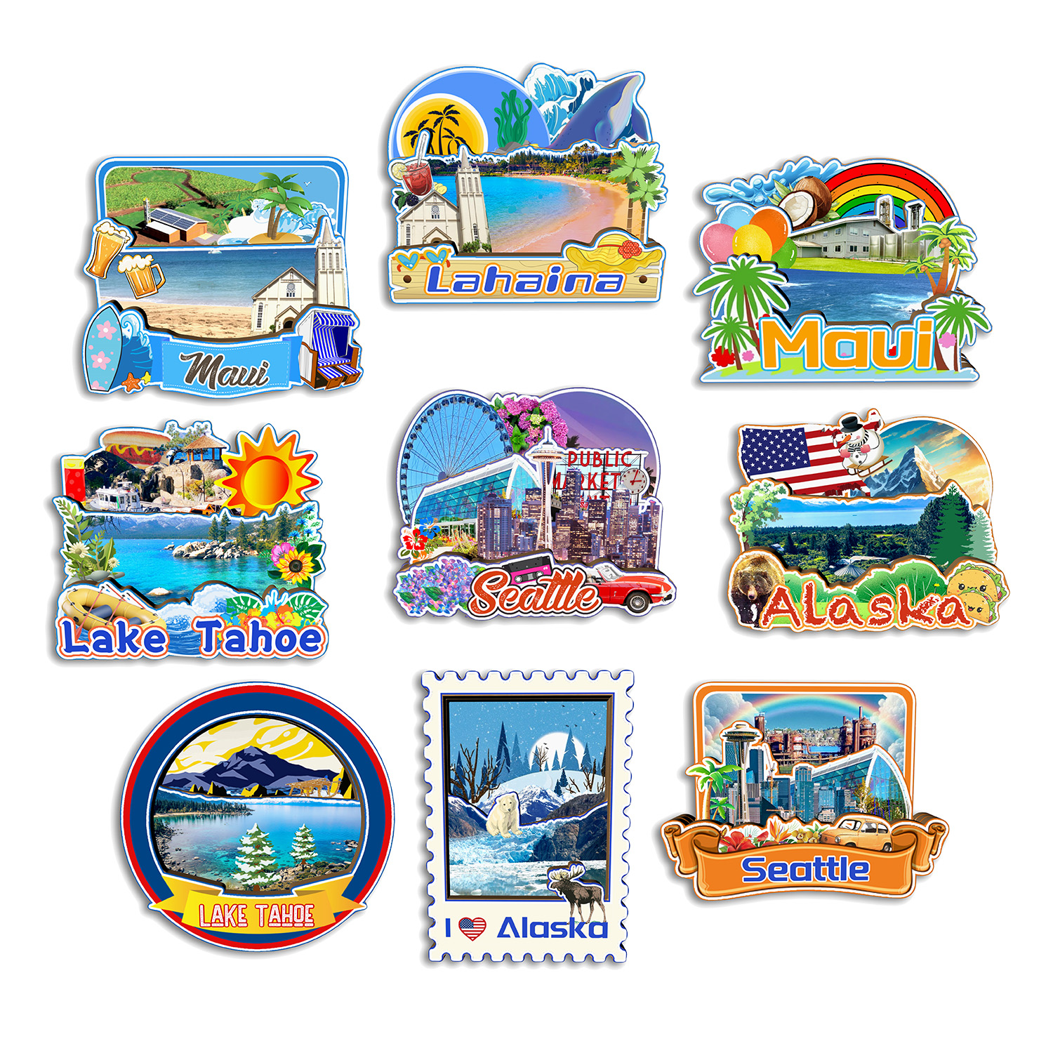 Alaska Seattle Lake Tahoe Maui - Home Decor Usa ulasan dan harga