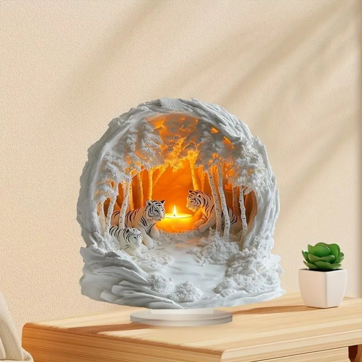 Two Tigers Statue,2D Flat Anim - Home Decor Unique Items ulasan dan harga
