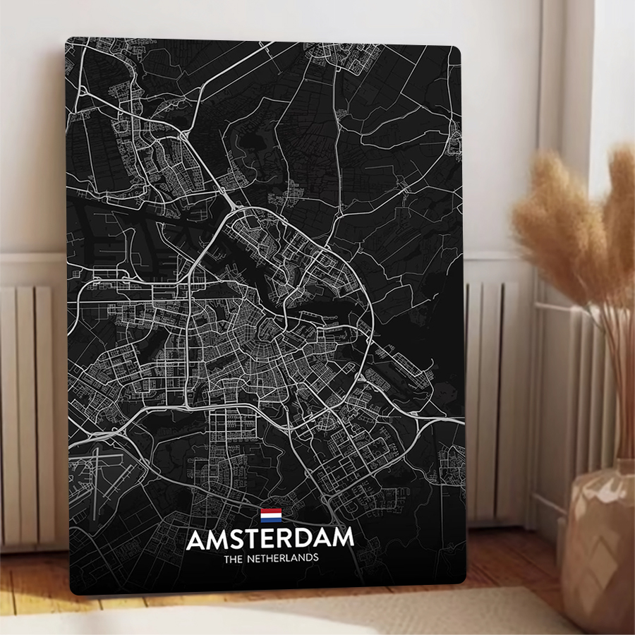 Custom Amsterdam City Map Meta - Home Decor Netherlands ulasan dan harga