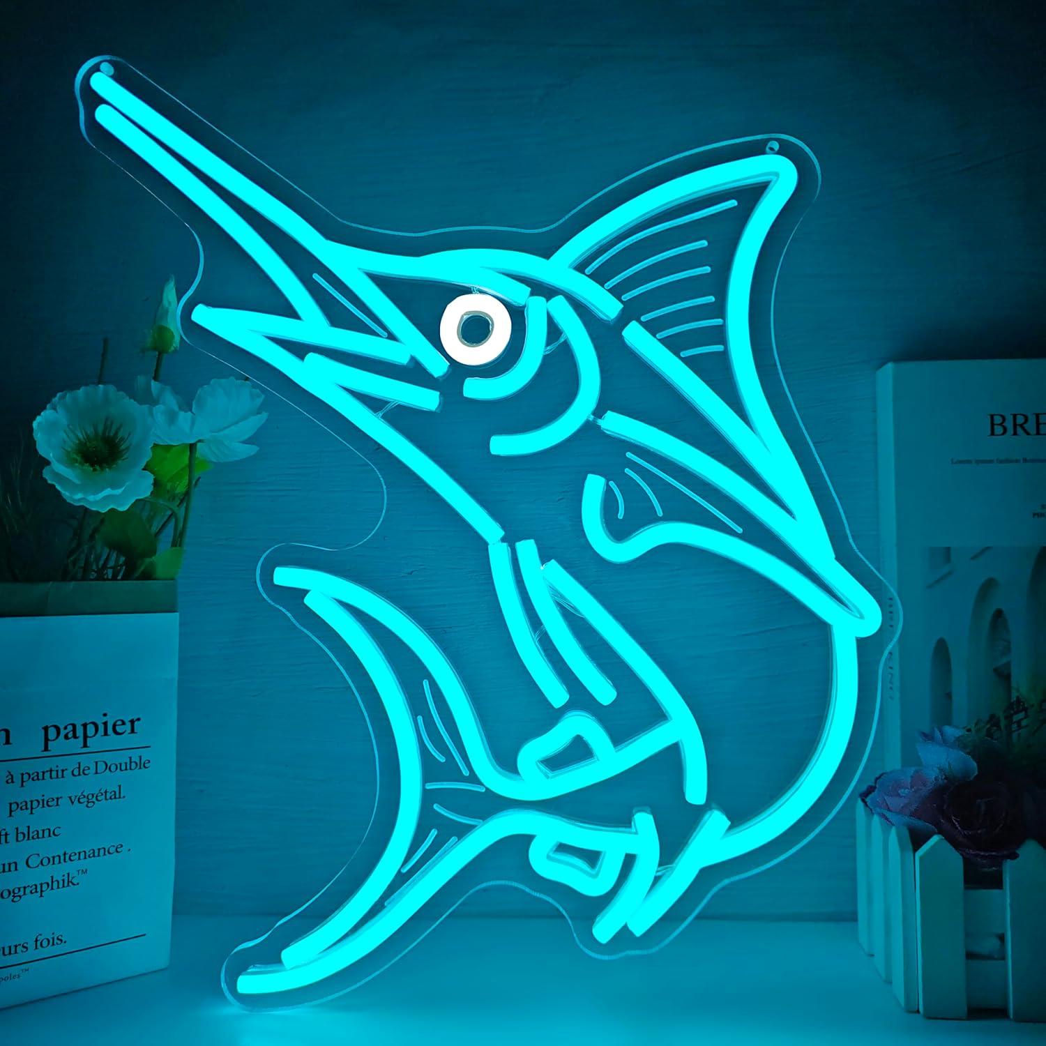 Marlin Fish Neon Sign Deep Sea - Home Decor Theme ulasan dan harga