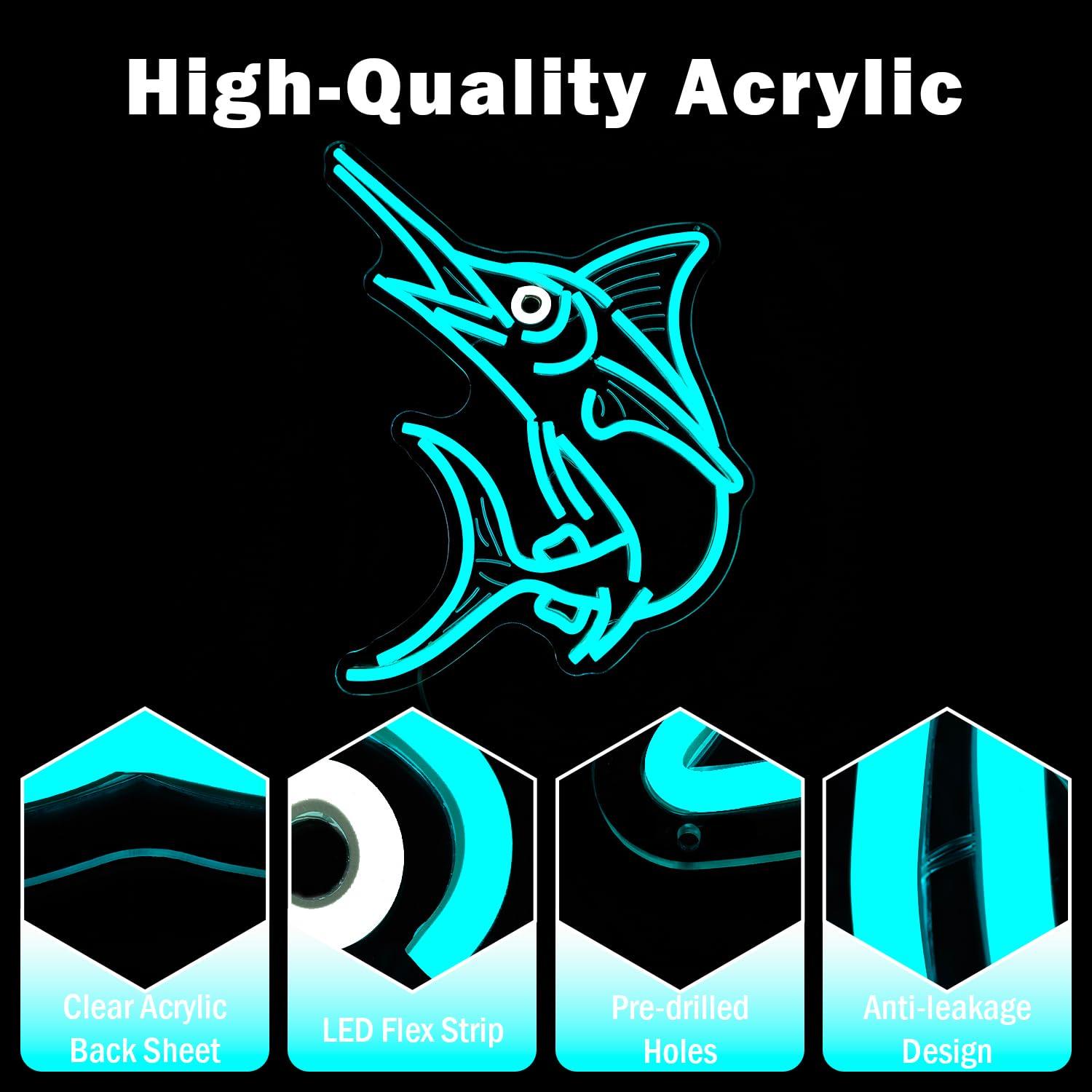 Marlin Fish Neon Sign Deep Sea - Home Decor Theme ulasan dan harga