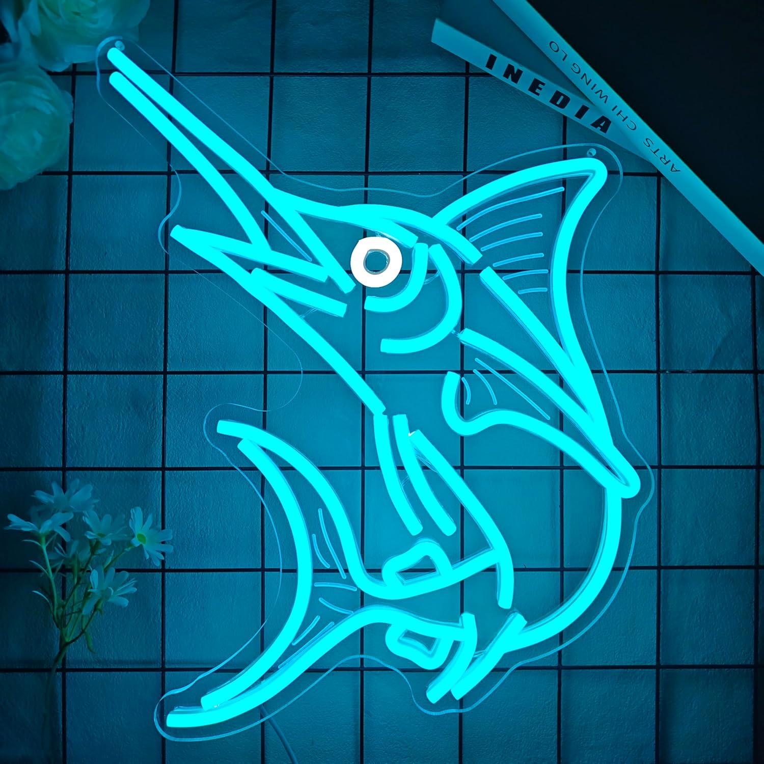 Marlin Fish Neon Sign Deep Sea - Home Decor Theme ulasan dan harga