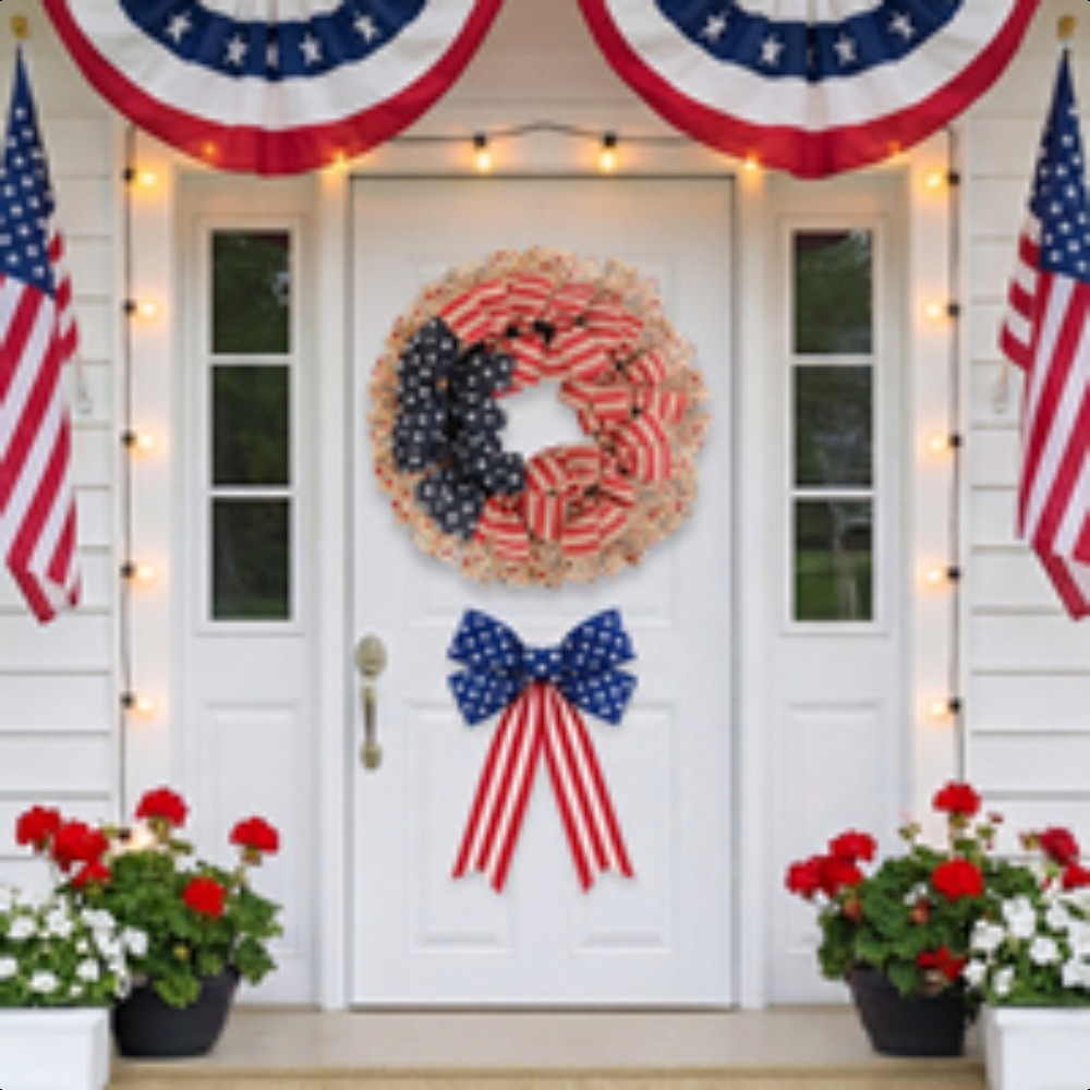 Stars Stripes Patriotic Burlap - Home Decor Usa ulasan dan harga