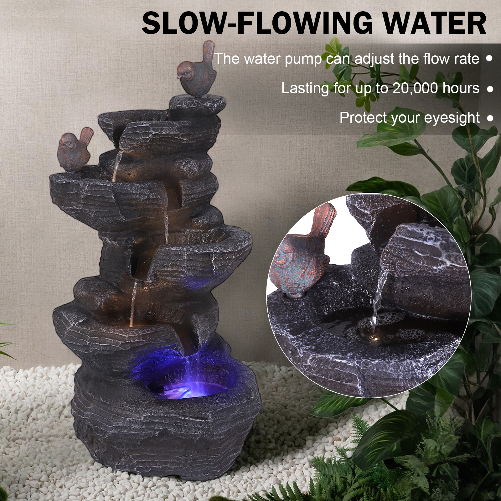 5-Tier Cascading Rock Waterfal - Flooring Home Decor ulasan dan harga