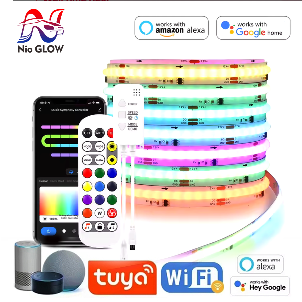 Tuya WiFi WS2811 RGBIC COB LED - Home Decor Free App ulasan dan harga