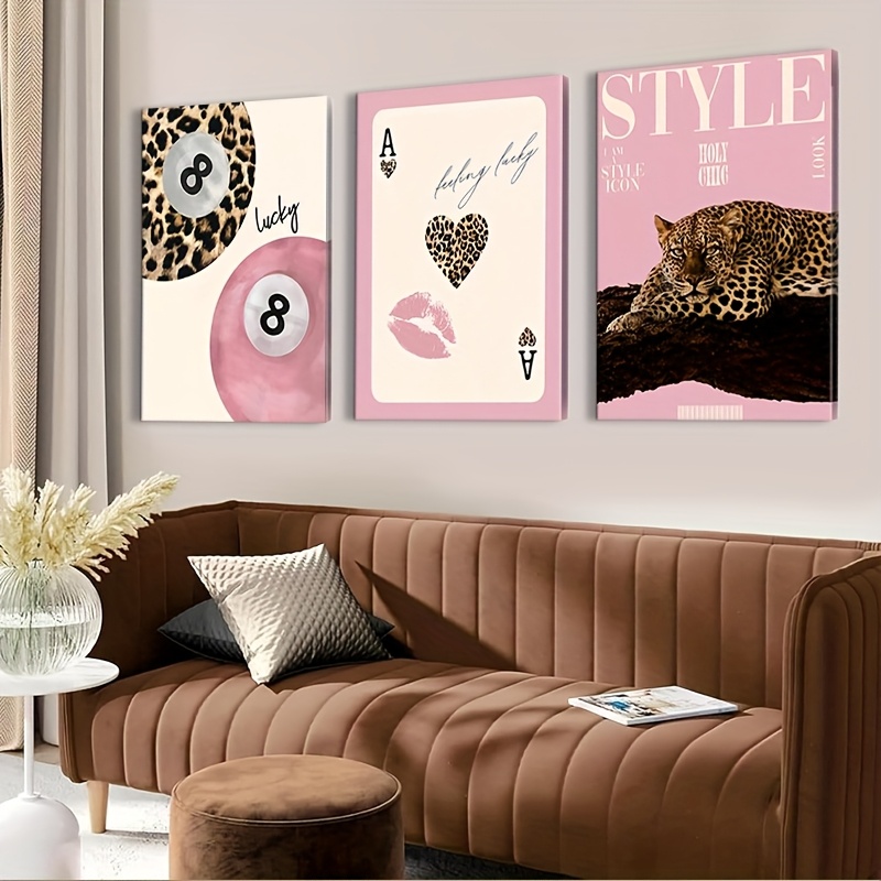 3pcs Leopard Cheetah Canvas Wa - Home Decor Brand ulasan dan harga