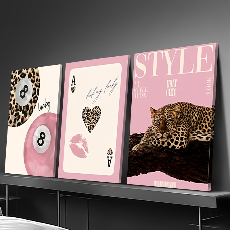 3pcs Leopard Cheetah Canvas Wa - Home Decor Brand ulasan dan harga