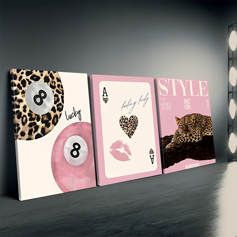 3pcs Leopard Cheetah Canvas Wa - Home Decor Brand ulasan dan harga