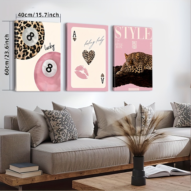 3pcs Leopard Cheetah Canvas Wa - Home Decor Brand ulasan dan harga
