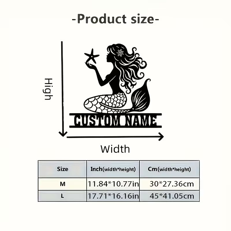 Personalized Mermaid Metal Wal - Home Decor Theme ulasan dan harga