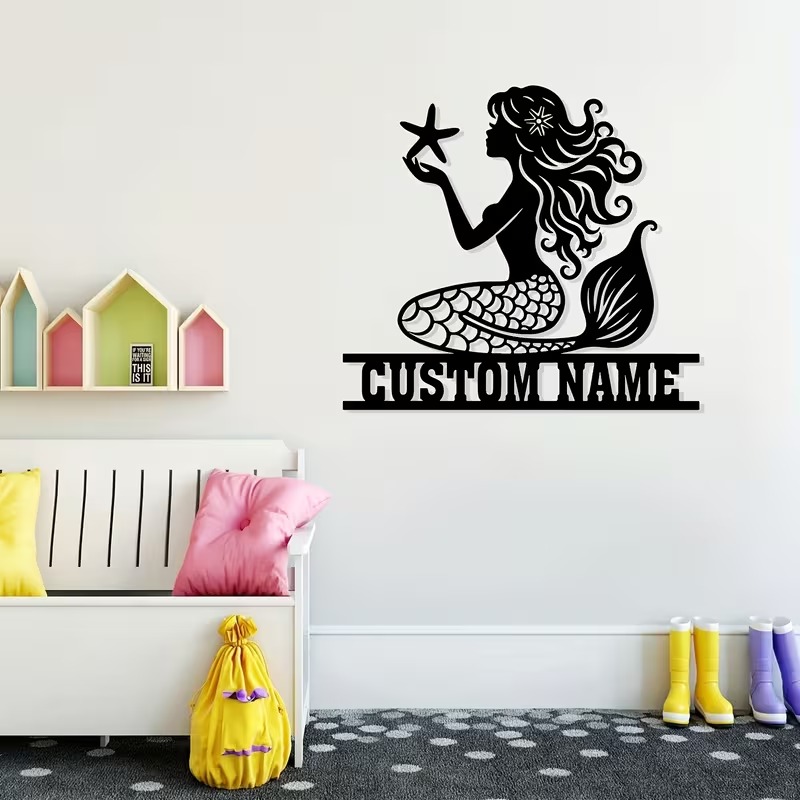 Personalized Mermaid Metal Wal - Home Decor Theme ulasan dan harga