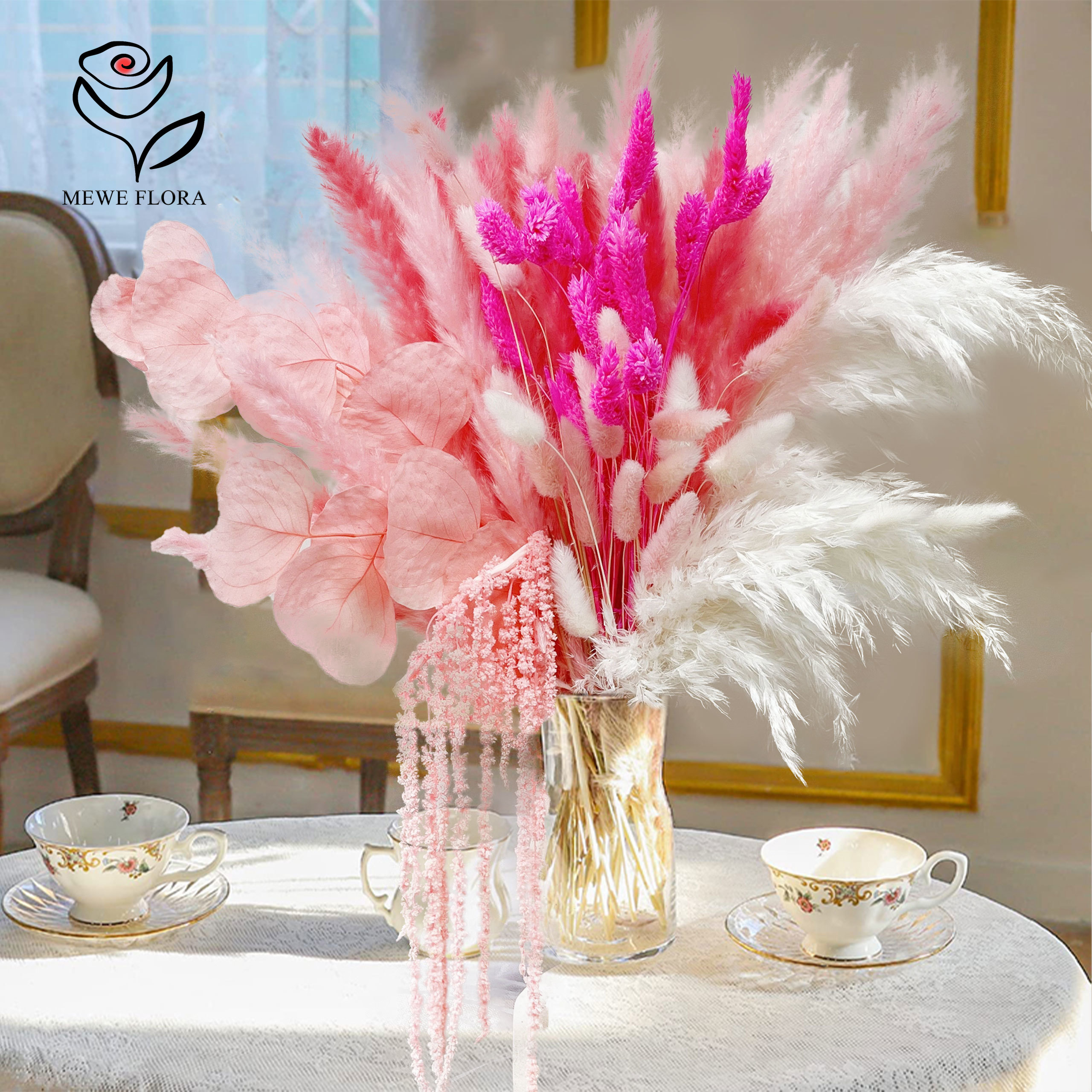 Natural Pampas Pink Dried Flow - Pampas Grass Decor ulasan dan harga