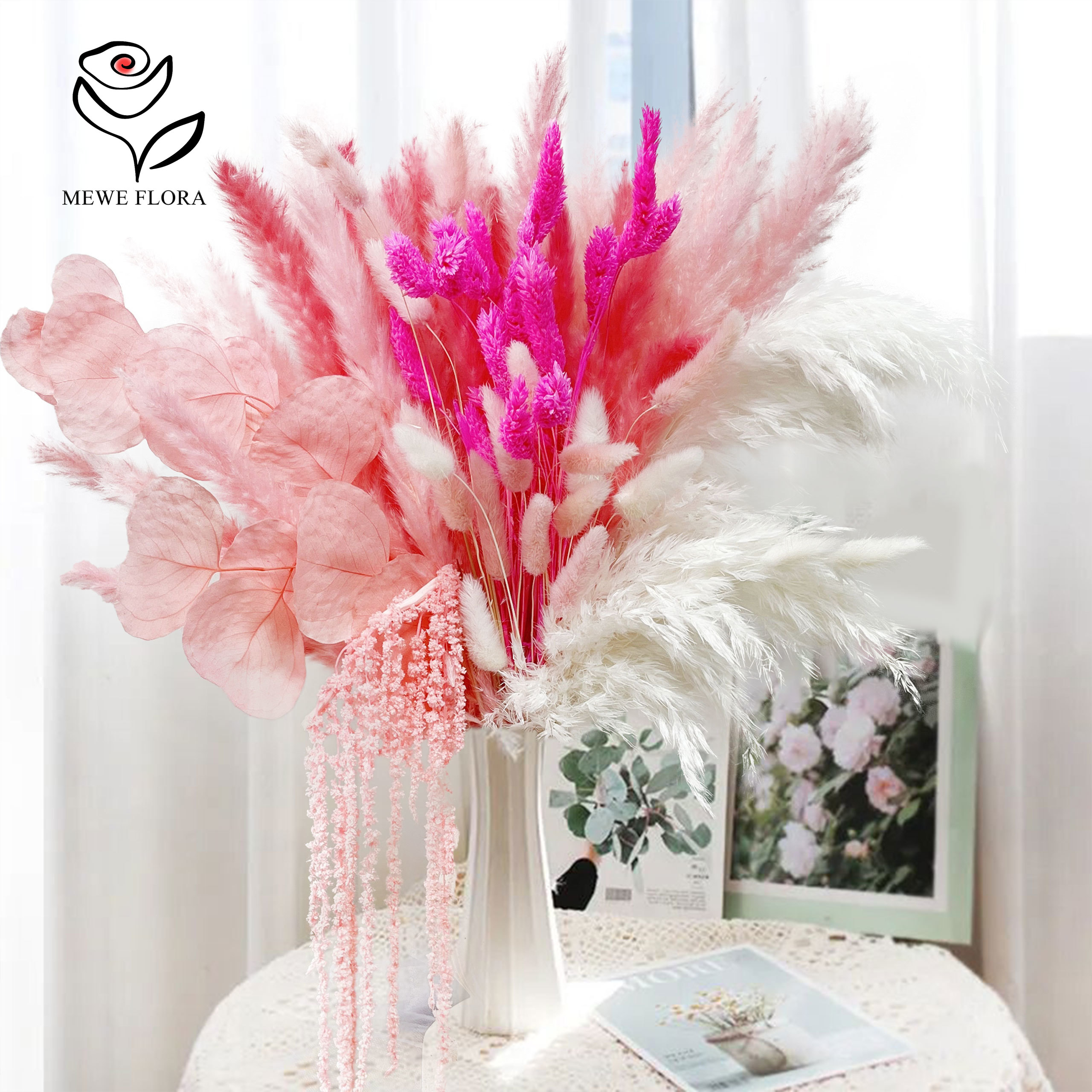 Natural Pampas Pink Dried Flow - Pampas Grass Decor ulasan dan harga