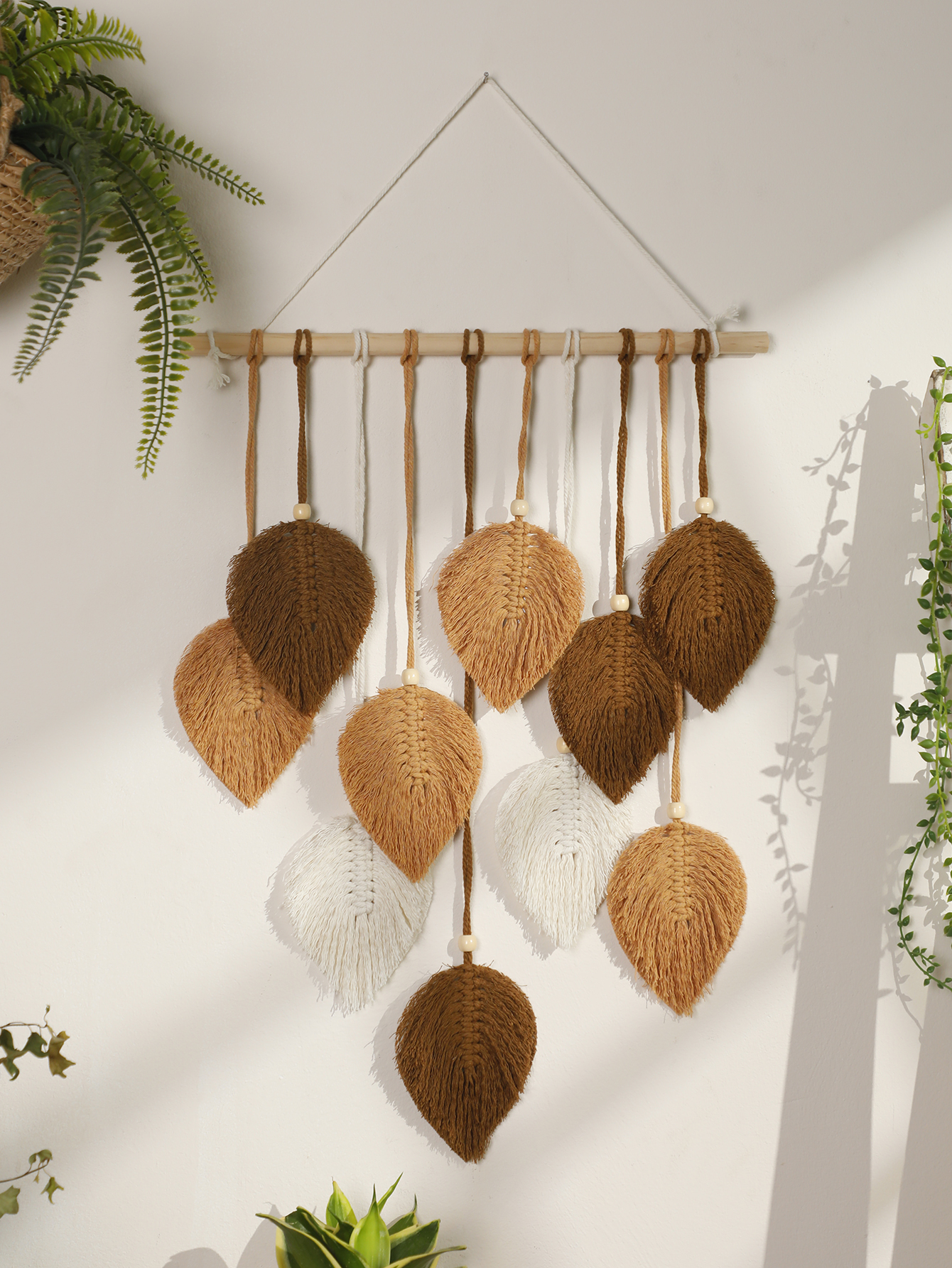 Leaf Macrame Tapestry Brown Gr - Home Decor Y2K ulasan dan harga