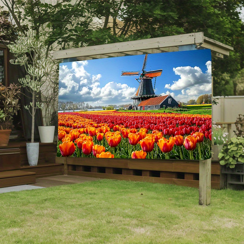 Windmill Tulip Field Netherlan - Home Decor Netherlands ulasan dan harga