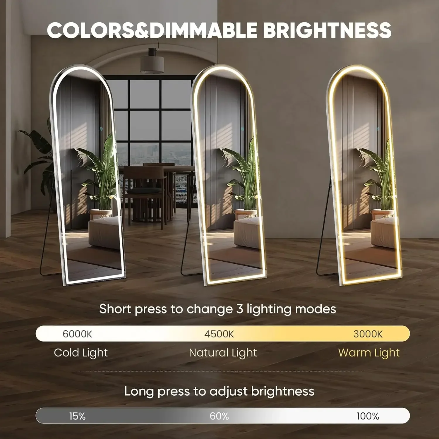 Full Body Wall Mirror with LED - Flooring Home Decor ulasan dan harga