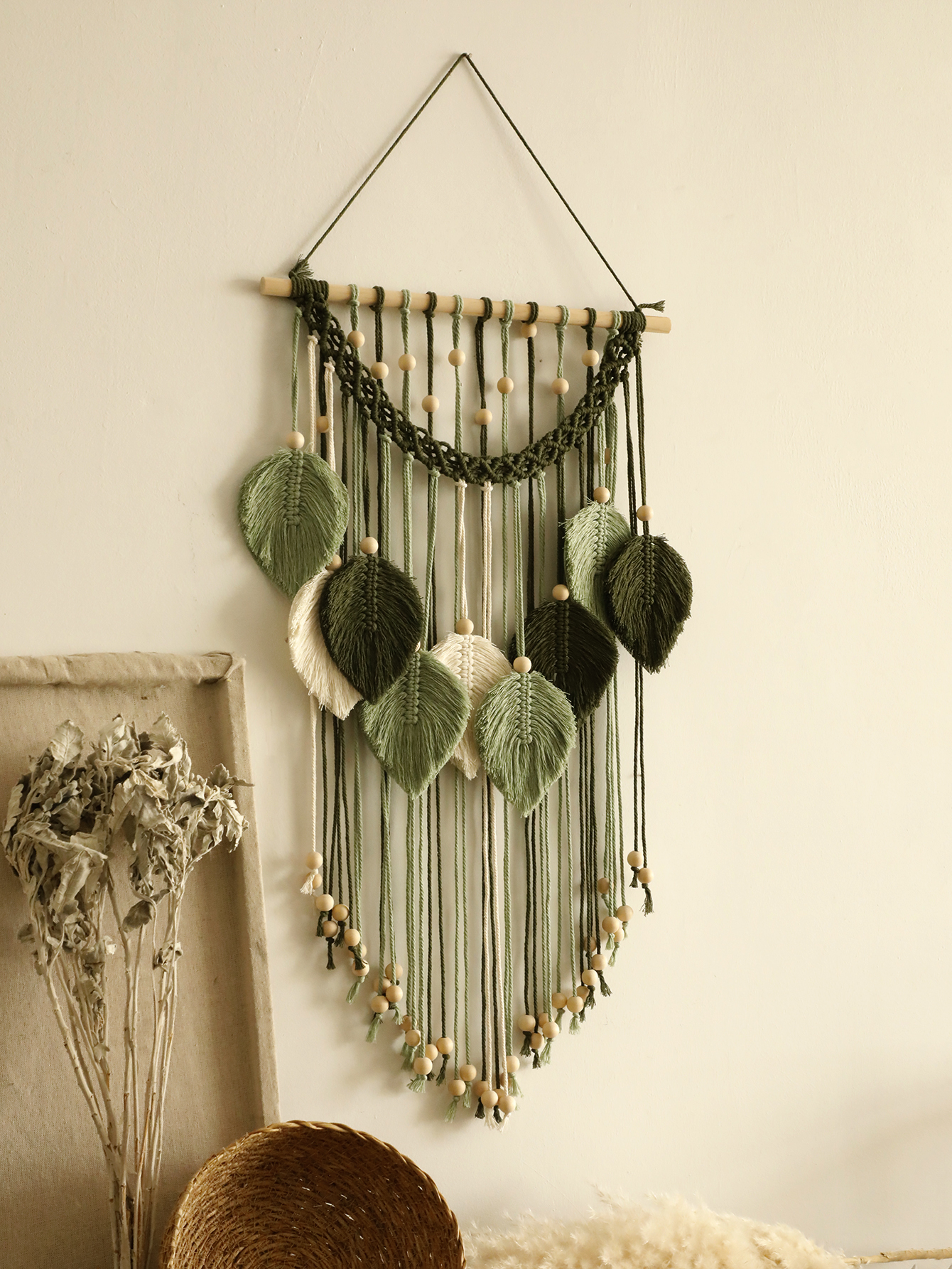 Macrame Leaf Tapestry Boho Hom - Home Decor Y2K ulasan dan harga
