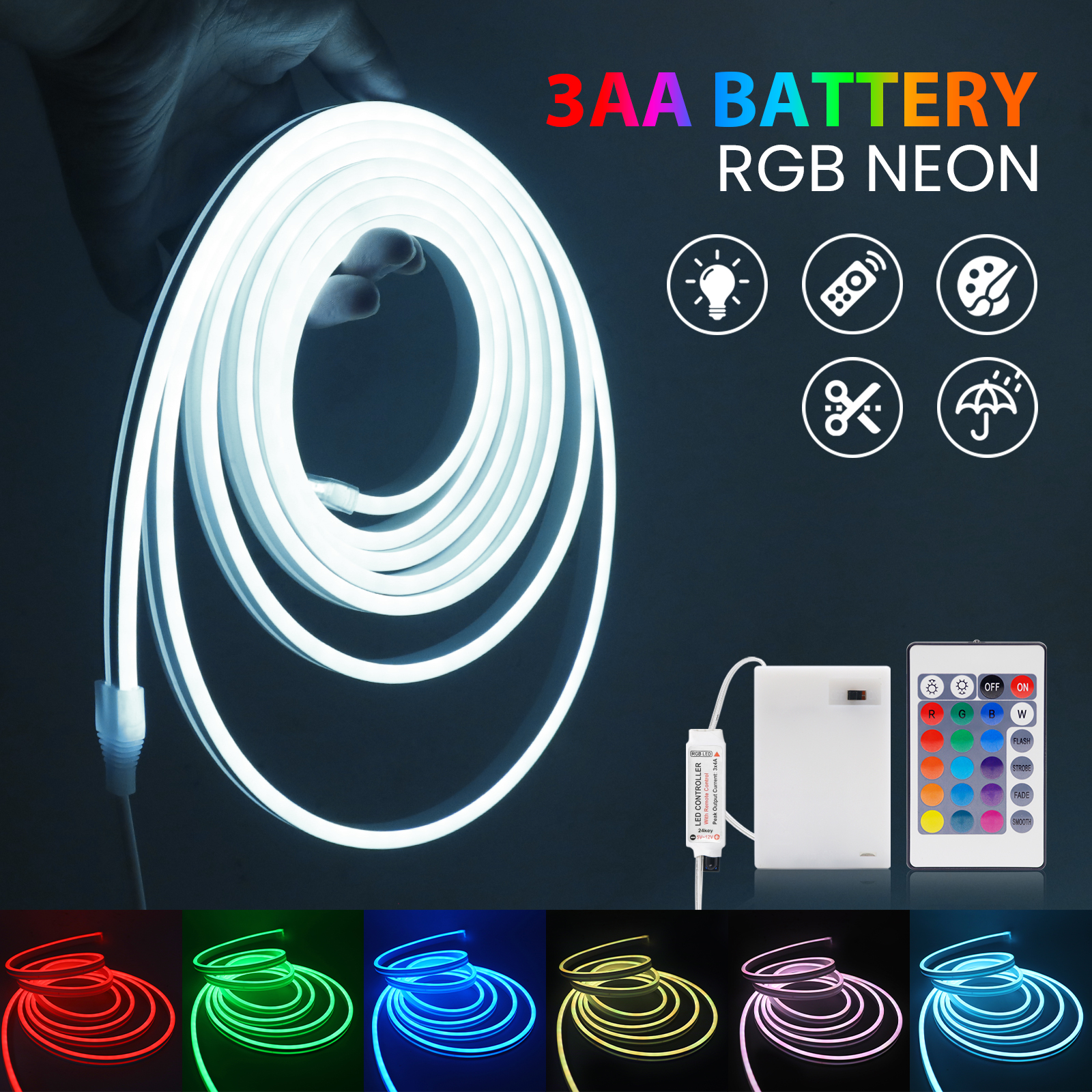 3AA Battery Box RGB Neon LED S - Home Decor Free App ulasan dan harga