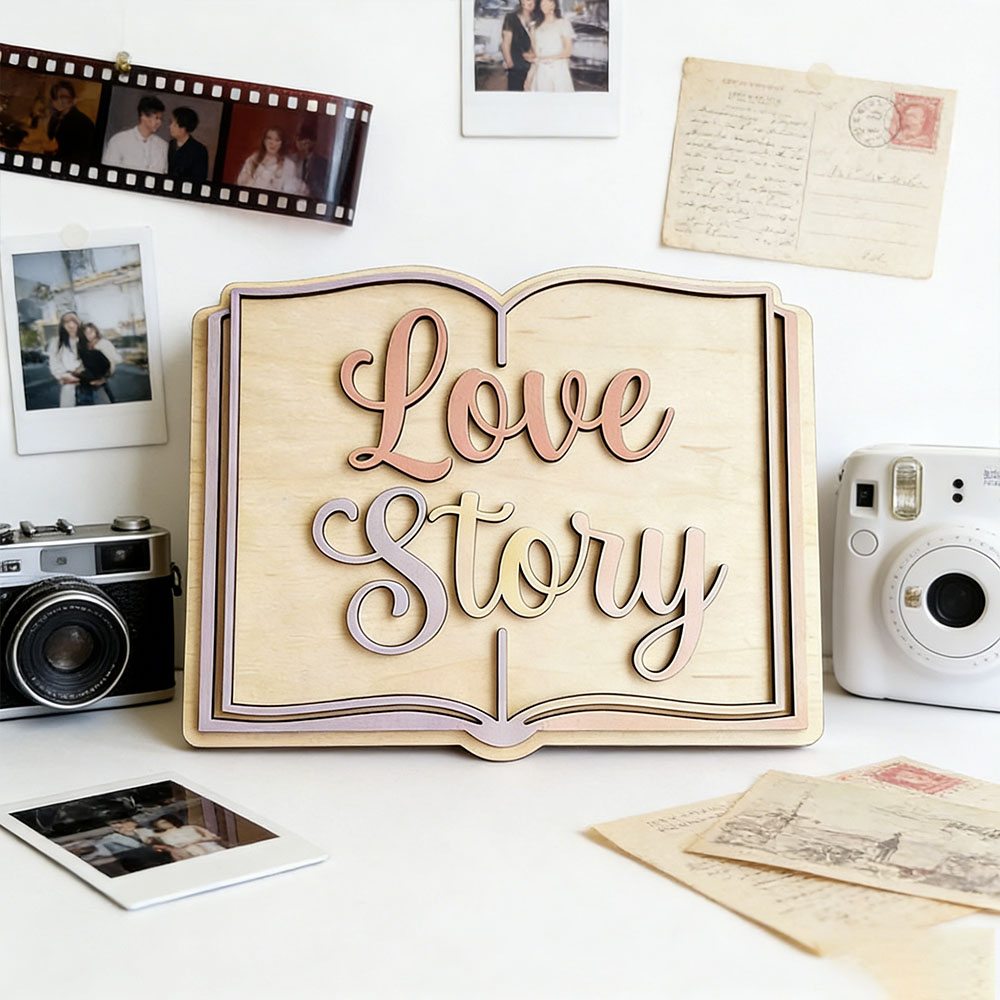 Love Story Book Themed 3D Wood - Home Decor Theme ulasan dan harga