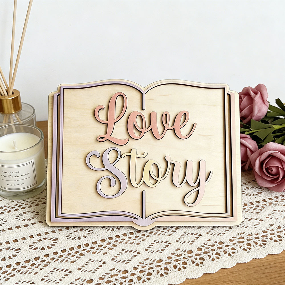 Love Story Book Themed 3D Wood - Home Decor Theme ulasan dan harga