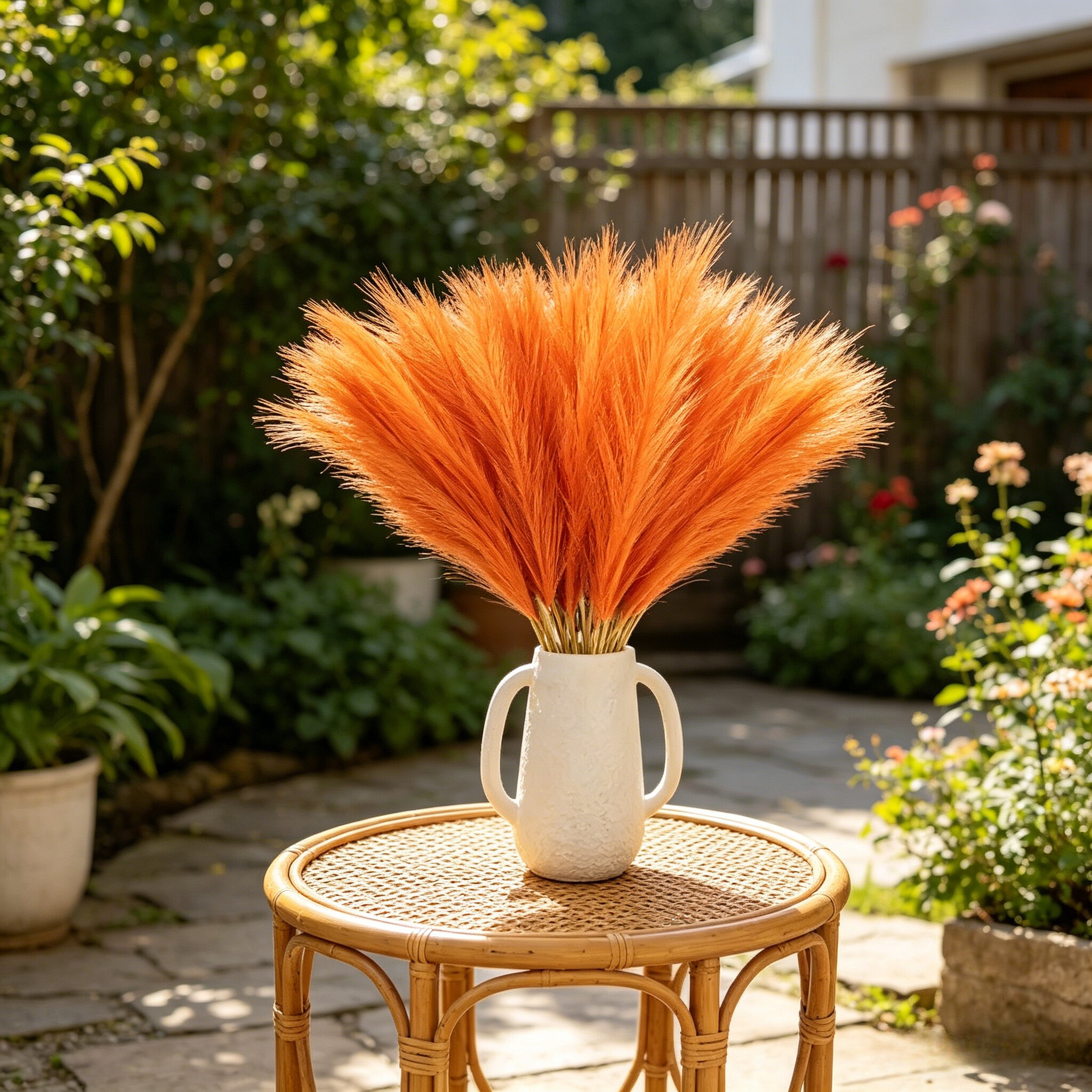 10pcs Vivid Orange Pampas Gras - Pampas Grass Decor ulasan dan harga