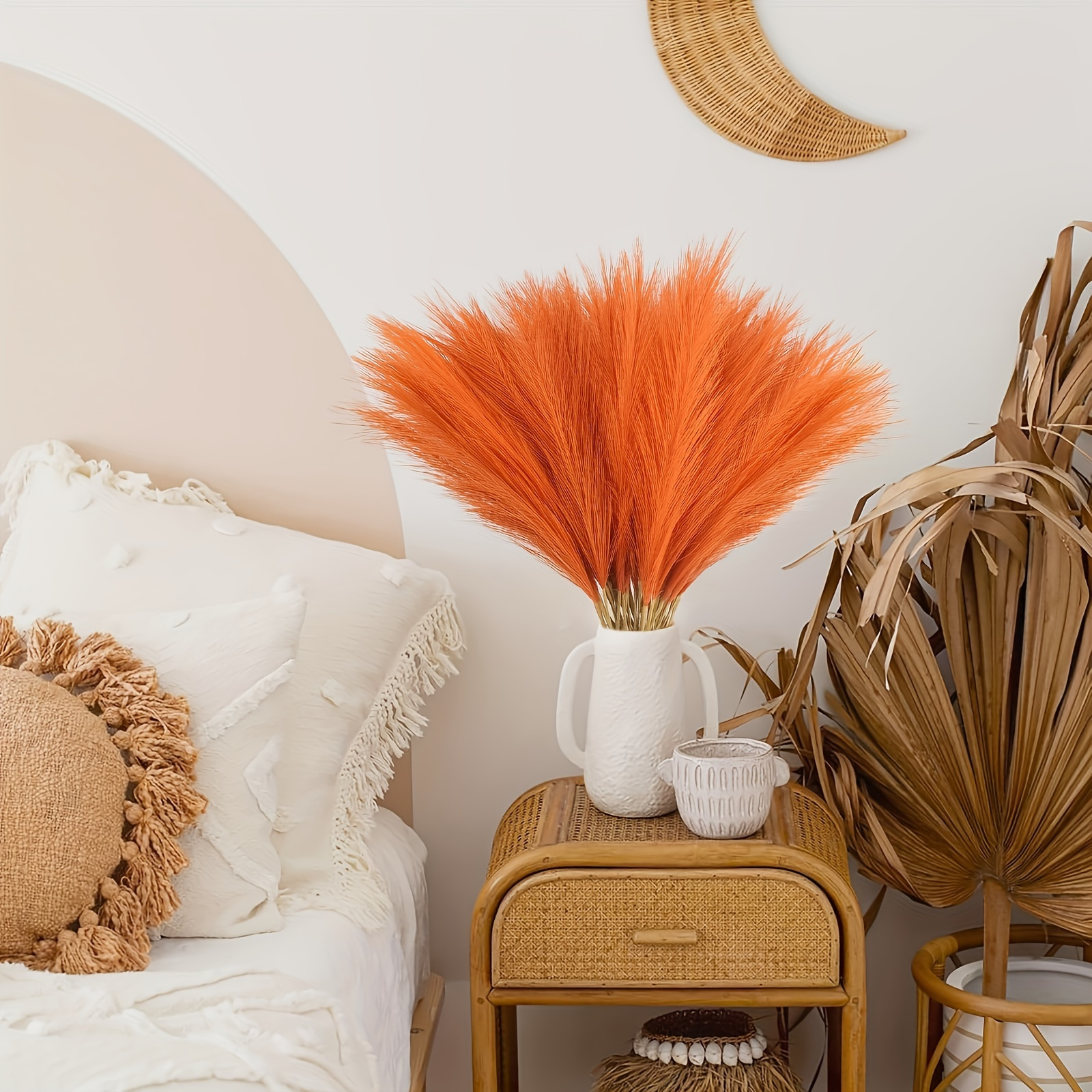 10pcs Vivid Orange Pampas Gras - Pampas Grass Decor ulasan dan harga