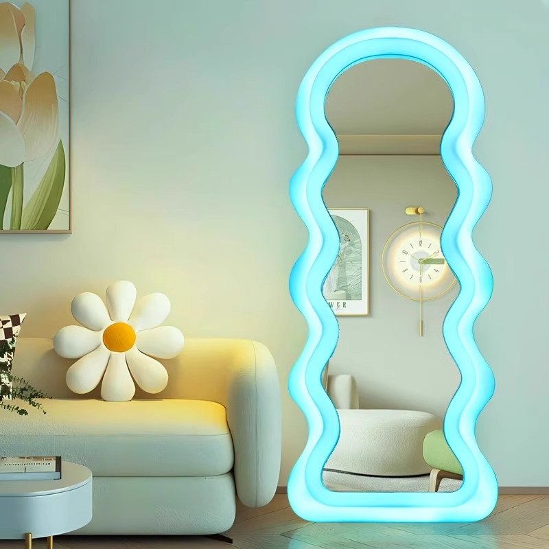 Korean Style Light Mirror Wavy - Flooring Home Decor ulasan dan harga